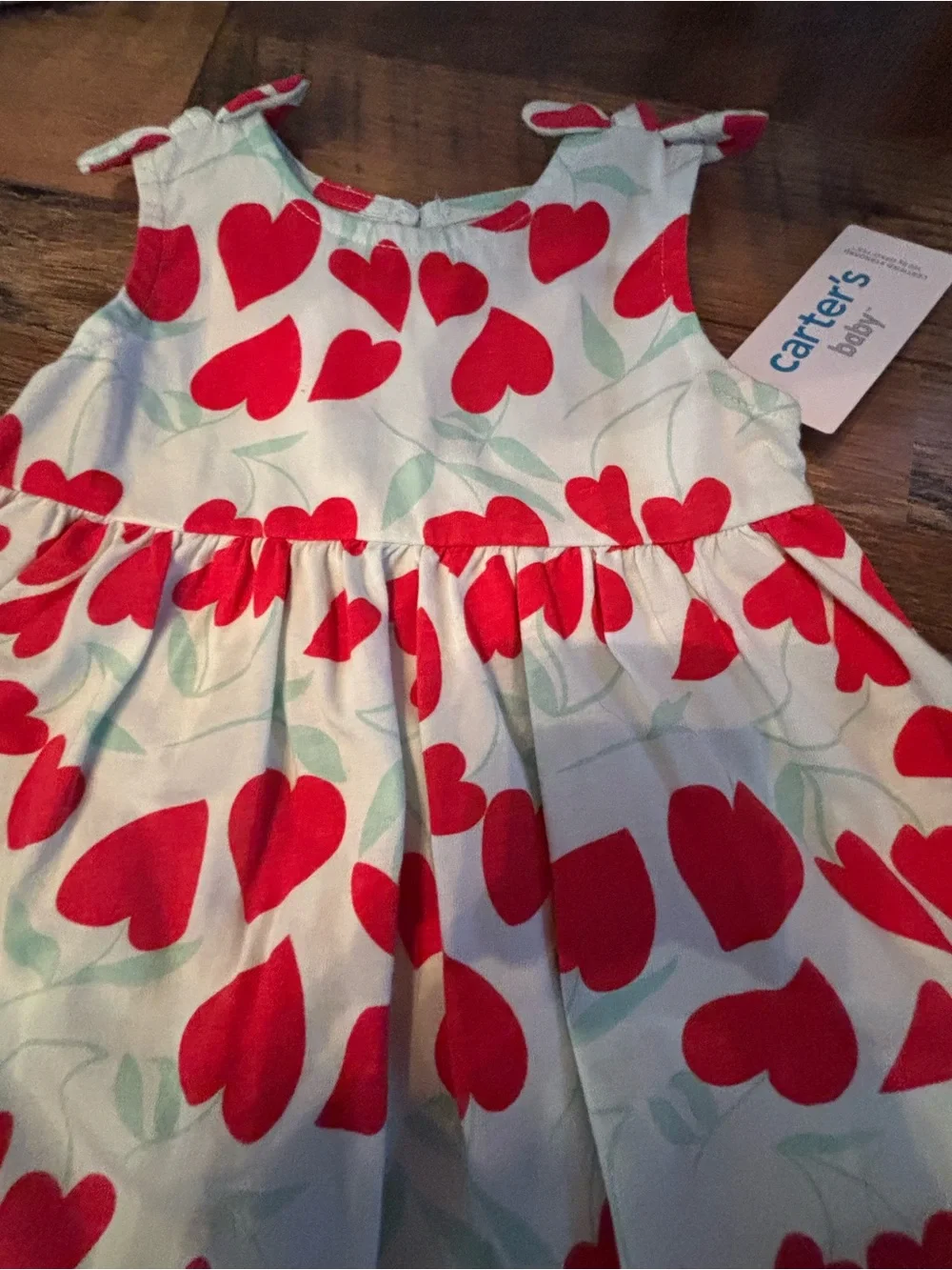 Carters baby heart print 2-piece set 9 months (dress & diaper cover)-NWT